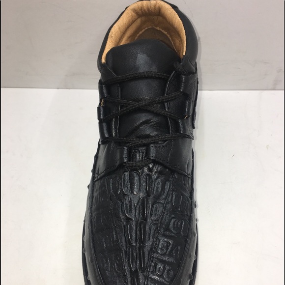 Men’s Crocodile/Ostrich Print Leather Shoes - Picture 2 of 6